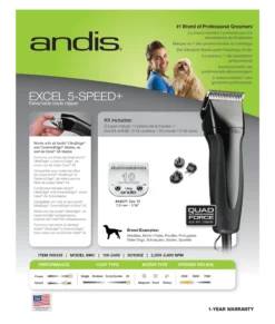 Andis Excel 5 Speed Clipper -FURMINATO Pet Care Shop AN 65435 4